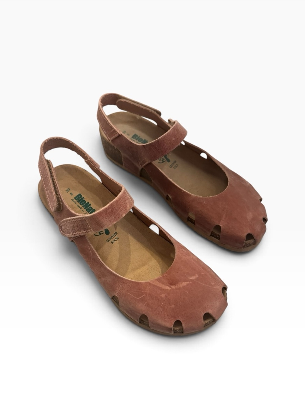BioNatura Solo distressed leather Mary Jane sandals size 39 US 8